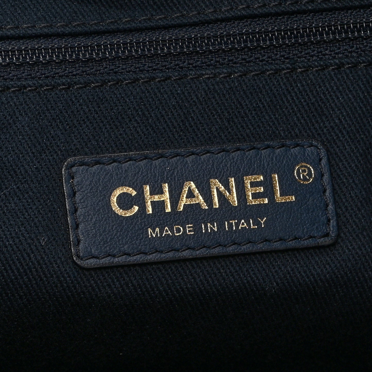 Lurex Canvas Small Deauville Tote Navy Blue Gold