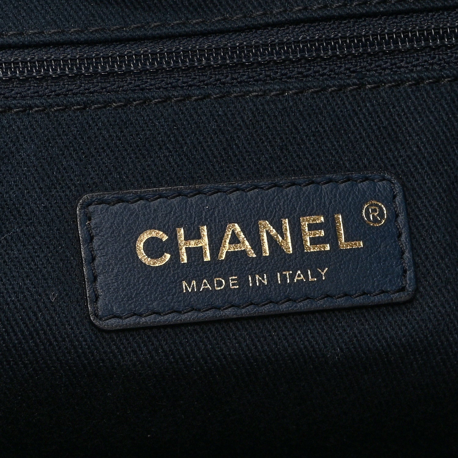 Chanel Lurex Canvas Small Deauville Tote Navy Blue Gold 6 of 10