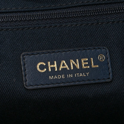 Chanel Lurex Canvas Small Deauville Tote Navy Blue Gold 6 of 10