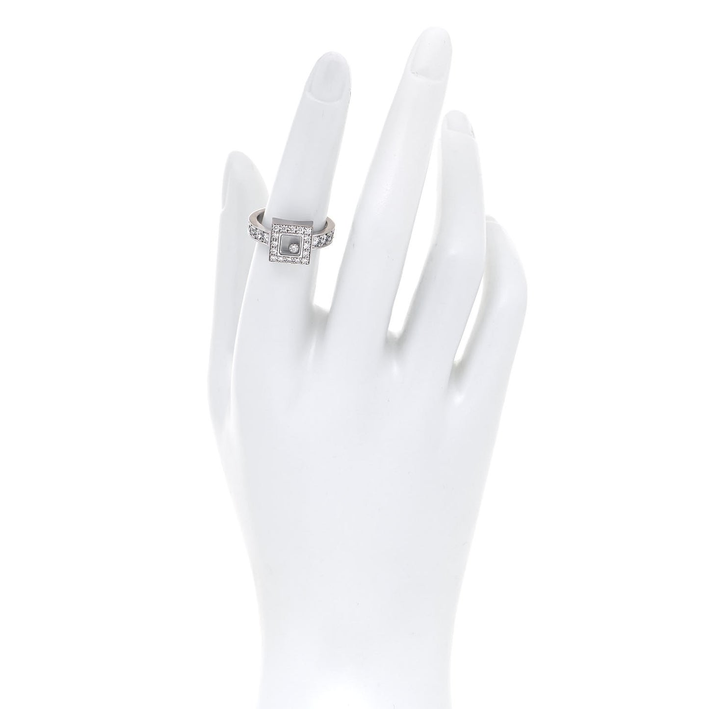 18K White Gold Diamond Happy Diamond Pave Square Ring 53 6.25