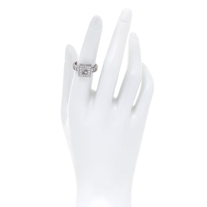 Chopard 18K White Gold Diamond Happy Diamond Pave Square Ring 53 6.25 2 of 7