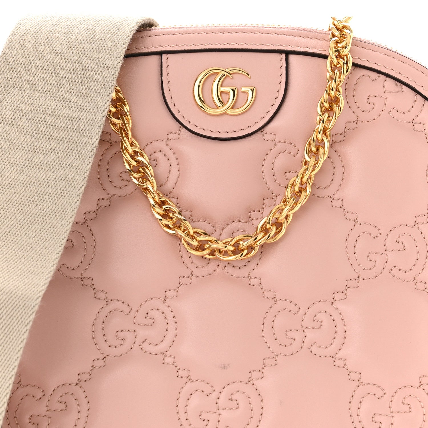 Gucci Calfskin GG Matelasse Small Dome Shoulder Bag Perfect Pink Natural 7 of 11