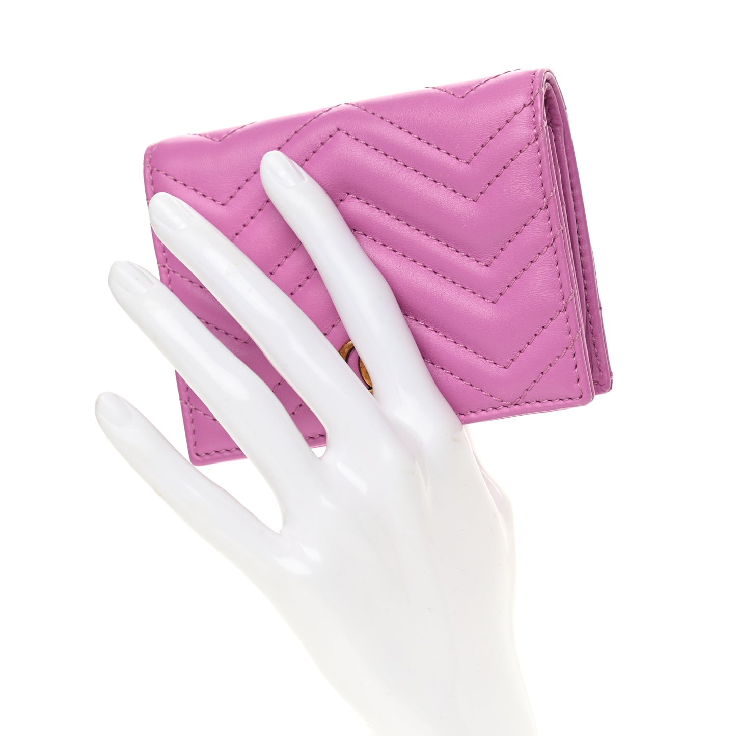 Calfskin Matelasse GG Marmont Card Case Candy Mousse