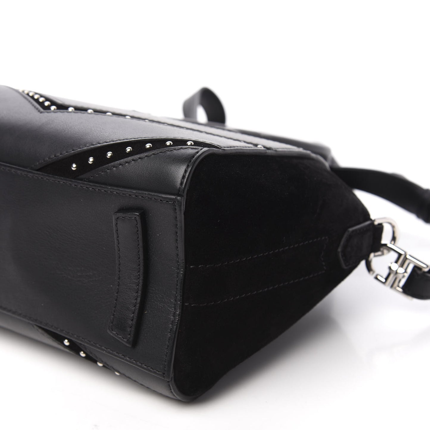 Calfskin Suede Mini Studded Chevron Antigona Black