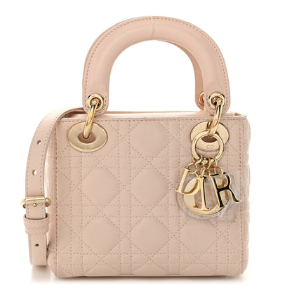 Christian Dior Lambskin Cannage Mini Lady Dior Rose Poudre 1 of 9