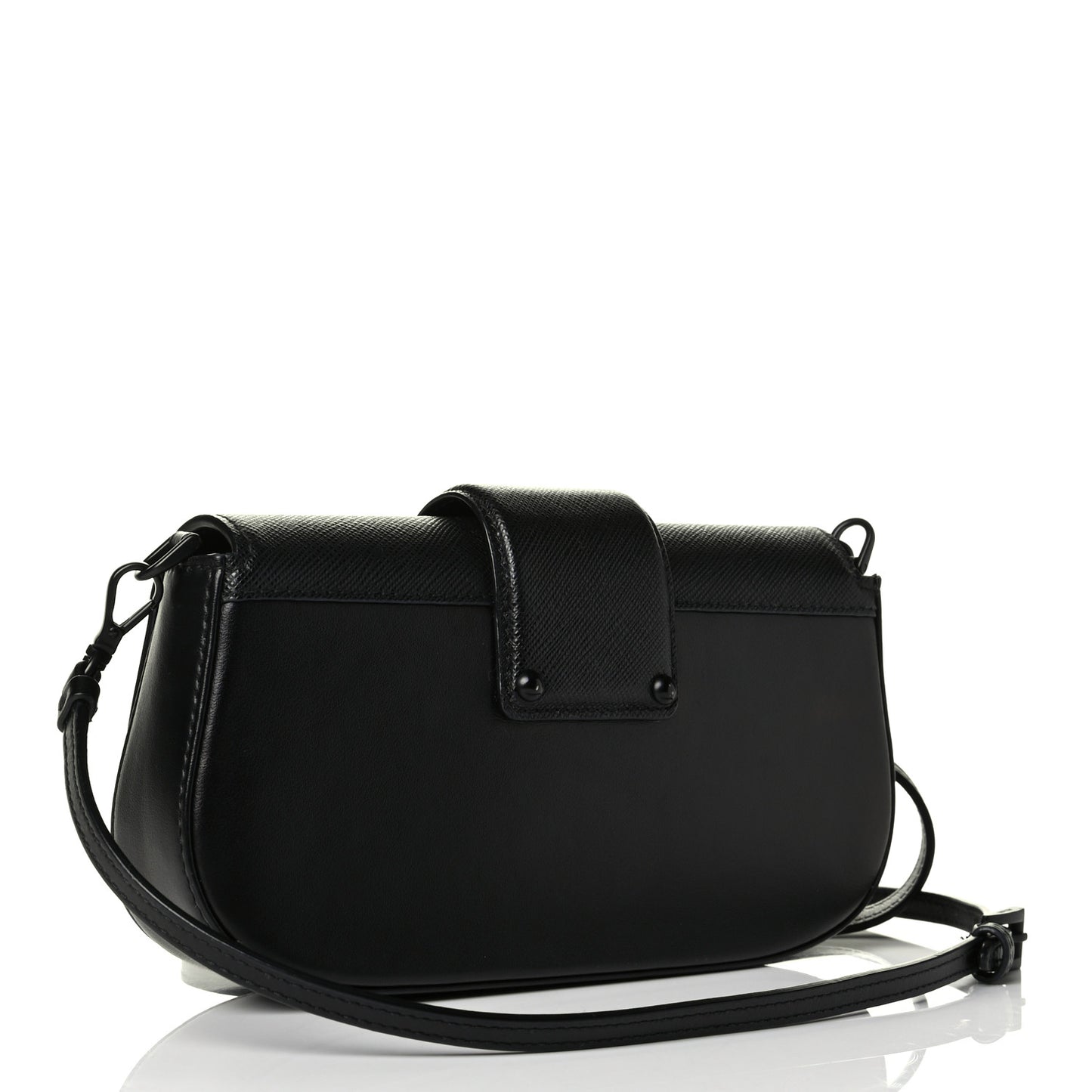 City Calfskin Saffiano Mini Sidonie Shoulder Bag Black
