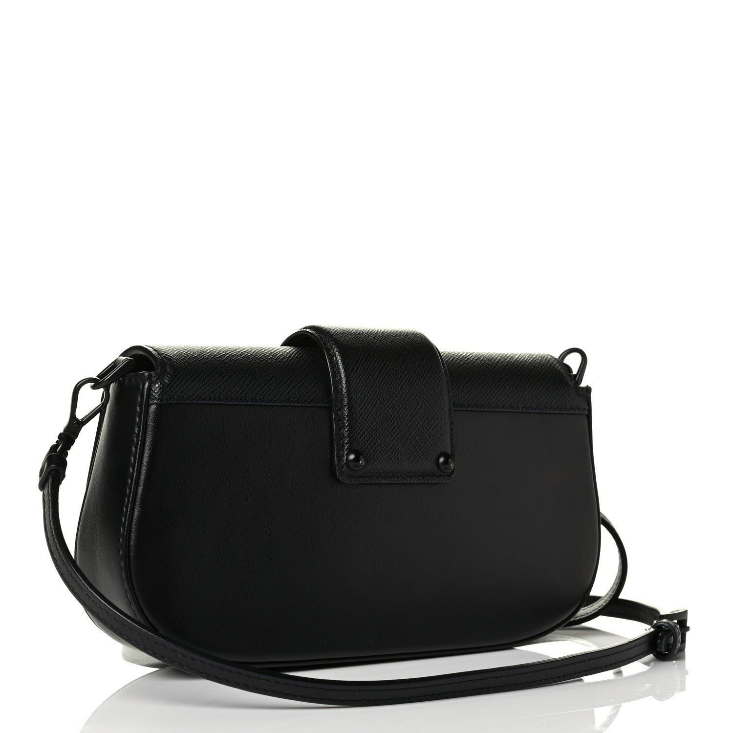 Prada City Calfskin Saffiano Mini Sidonie Shoulder Bag Black 2 of 7