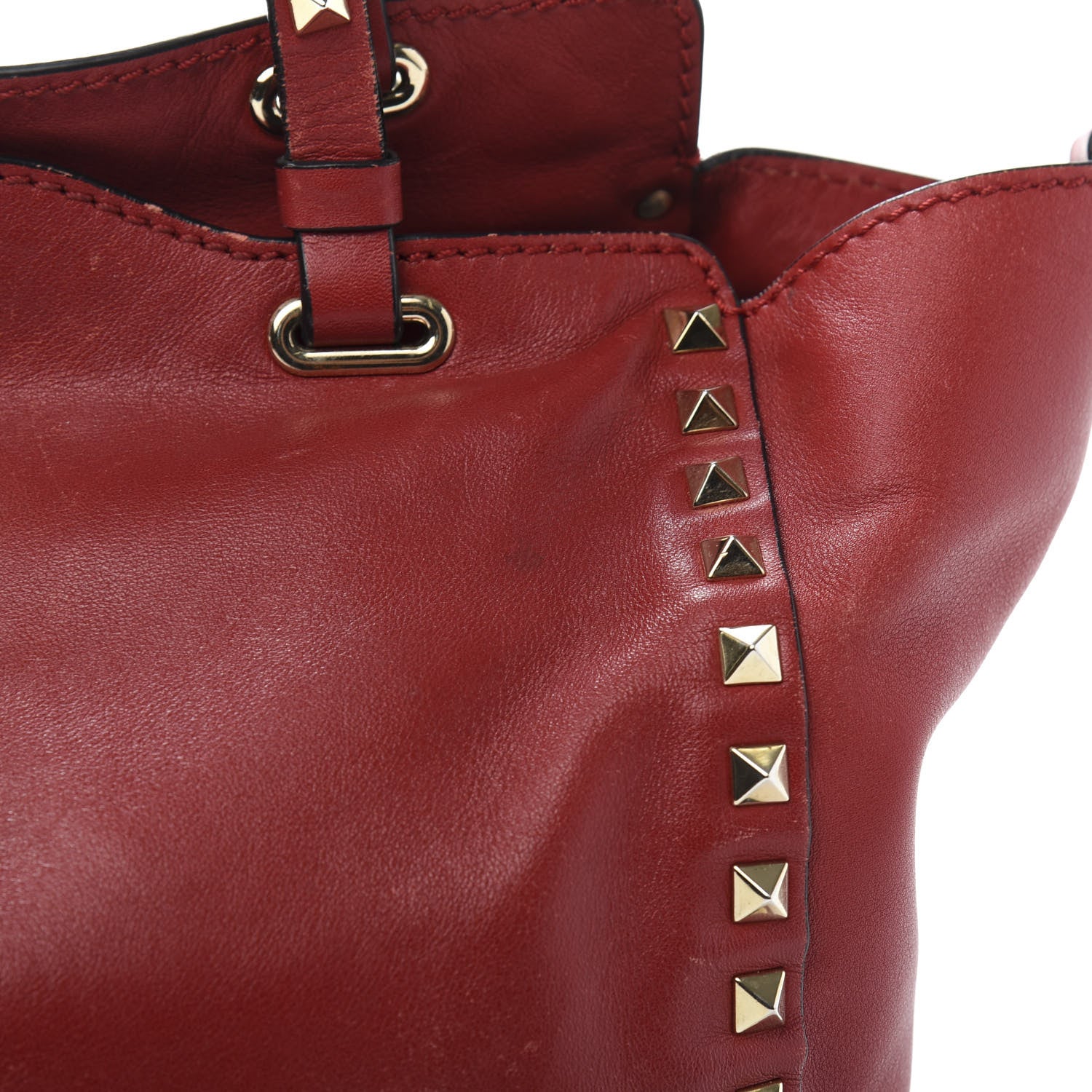 Valentino Garavani Vitello Small Rockstud Tote Rosso Valentino 16 of 18