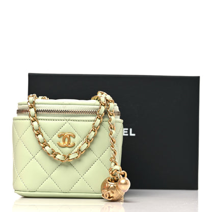 Chanel Lambskin Quilted Pearl Crush Mini Vanity Case With Chain Light Green 12 of 12