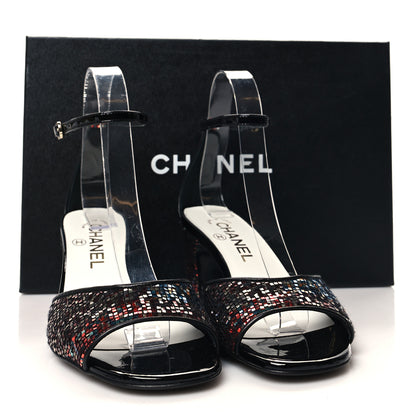 Chanel Glitter Ankle Strap Sandals 37 Multicolor 9 of 9