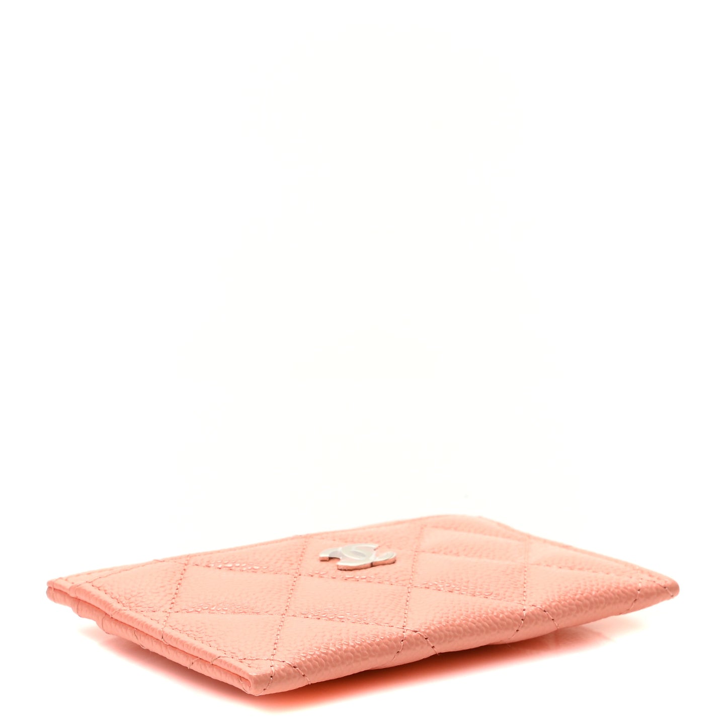 Caviar Quilted Card Holder Coral