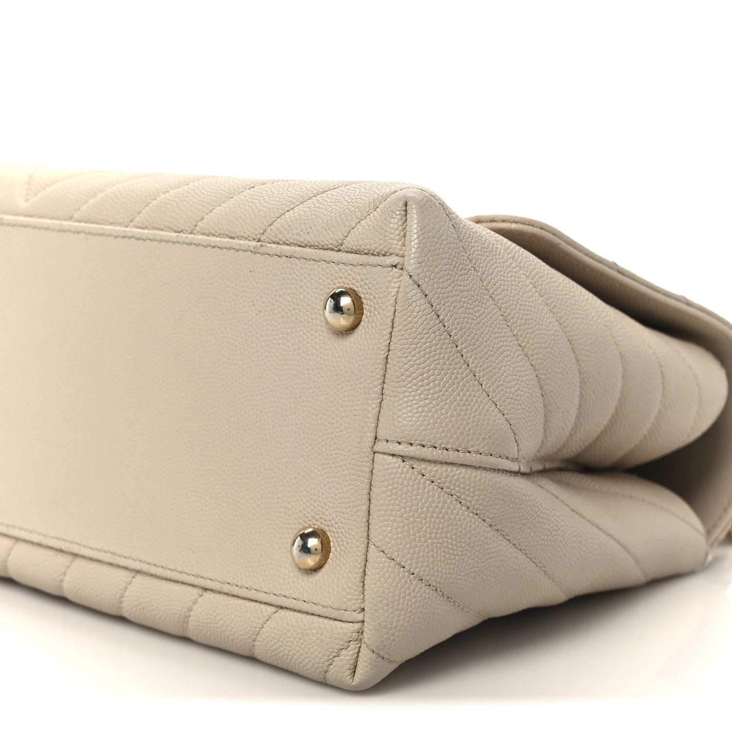 Chanel Caviar Lizard Embossed Chevron Quilted Small Coco Handle Flap Beige 11 of 11