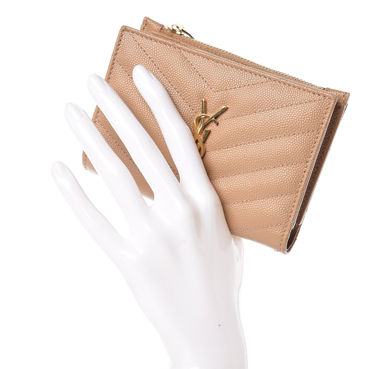 Grain De Poudre Matelasse Chevron Monogram Zipped Two-Part Wallet Cork
