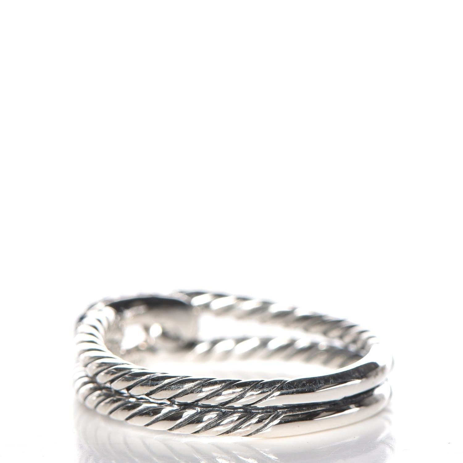 David Yurman Sterling Silver Blue Sapphire Petite Pave Loop Ring 58 8.5 3 of 5