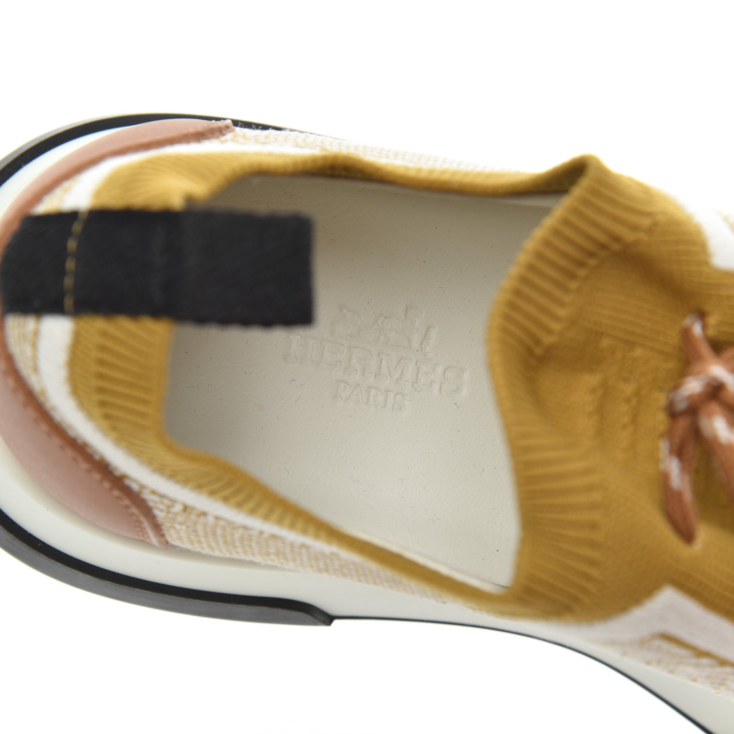Hermes Knit Goatskin Womens Addict Sneakers 37 Ocre 6 of 13