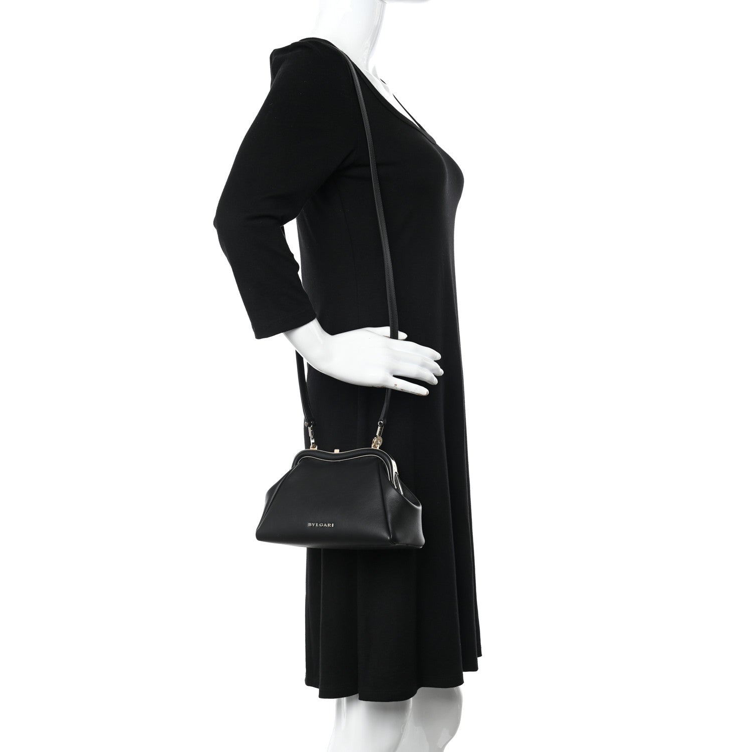 Bulgari Nappa Serpentine Clutch With Strap Black 3 of 11