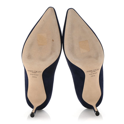 Jimmy Choo Suede Pointy Toe Romy 60 Pumps 38.5 Navy 6 of 9