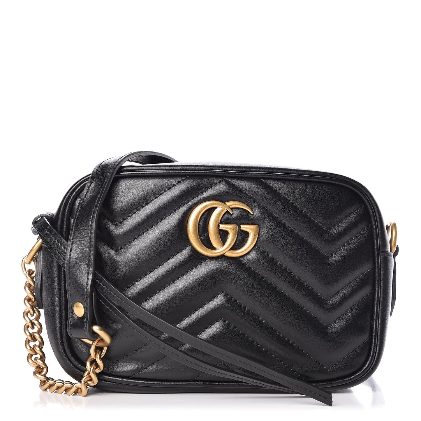 Calfskin Matelasse Mini GG Marmont Chain Shoulder Bag Black