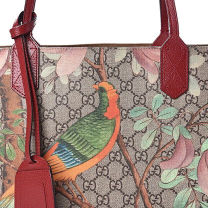 Gucci GG Supreme Monogram Tian Medium Shopping Tote Beige Multicolor Red 21 of 21