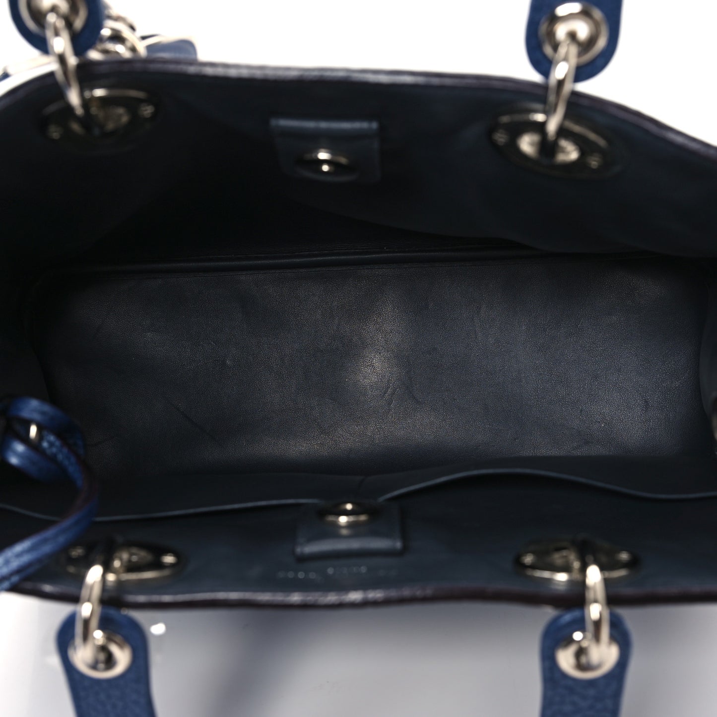 Metallic Bullcalf Medium Diorissimo Tote Blue