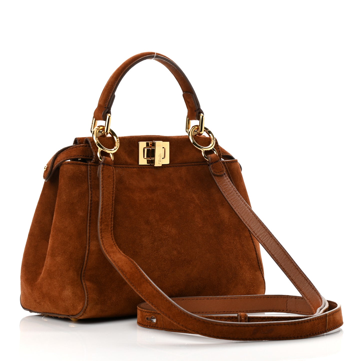 Chamois Karung Shiny Nappa Mini Pocket Peekaboo Iconic Satchel Cuoio Caramello