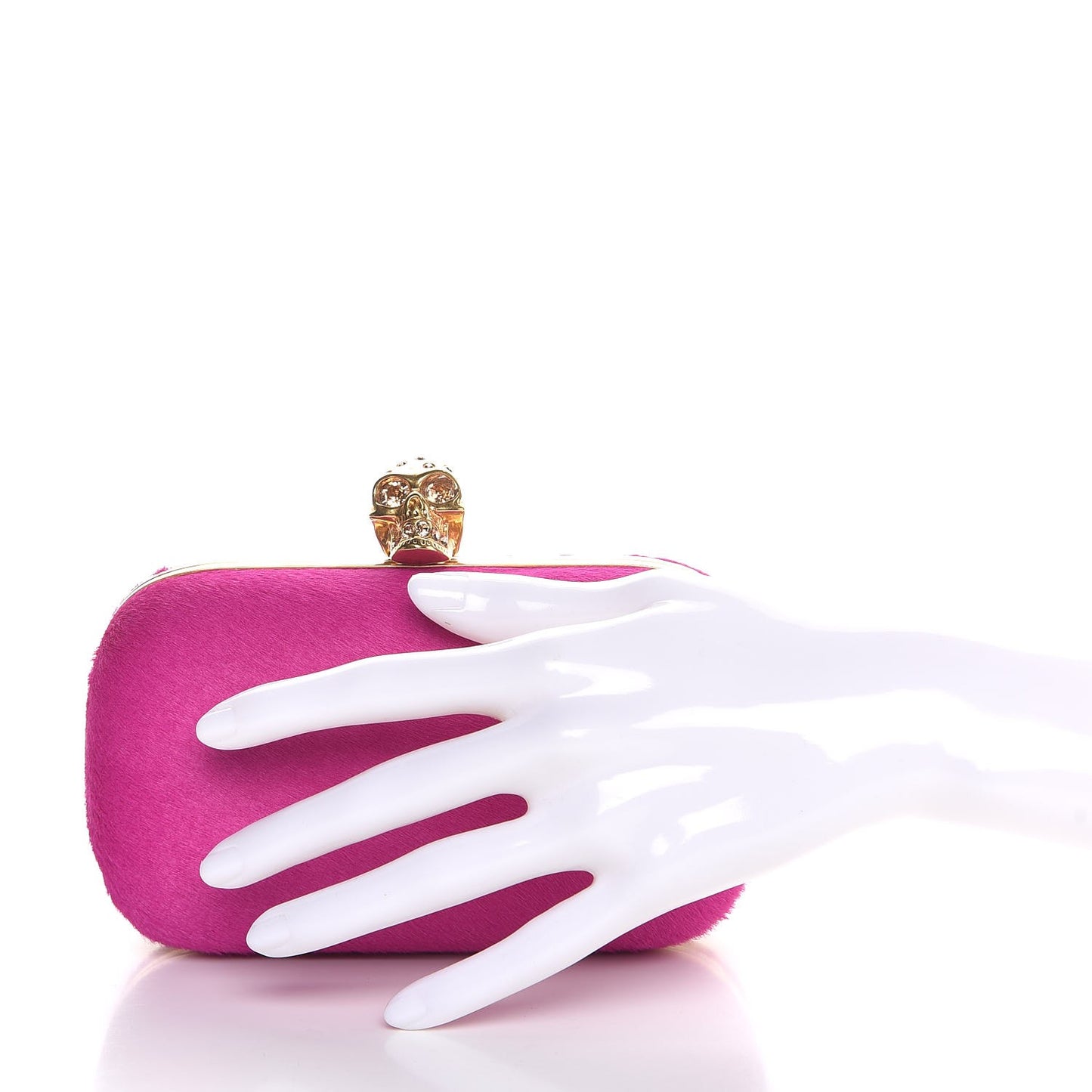 Calf Hair Skull Box Clutch Bright Pink