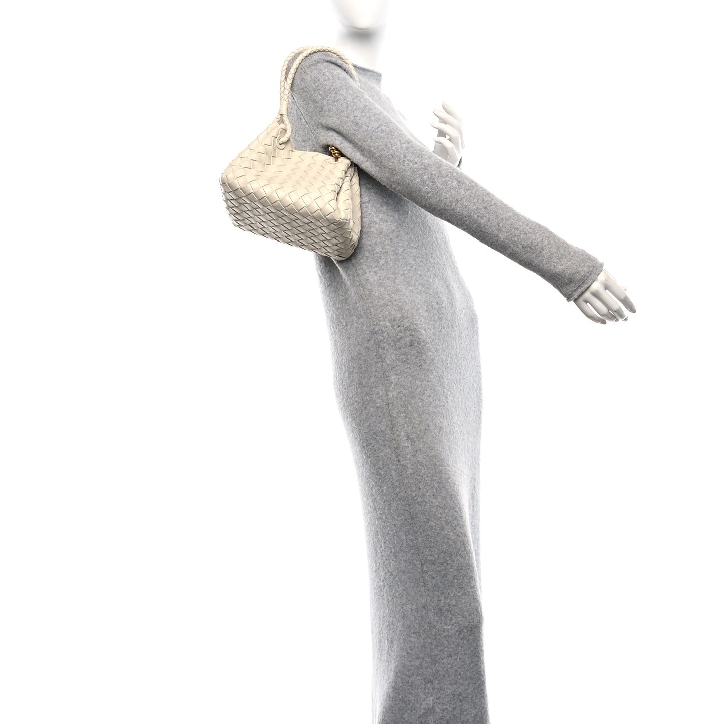 Nappa Intrecciato Small Parachute Shoulder Bag Sea Salt