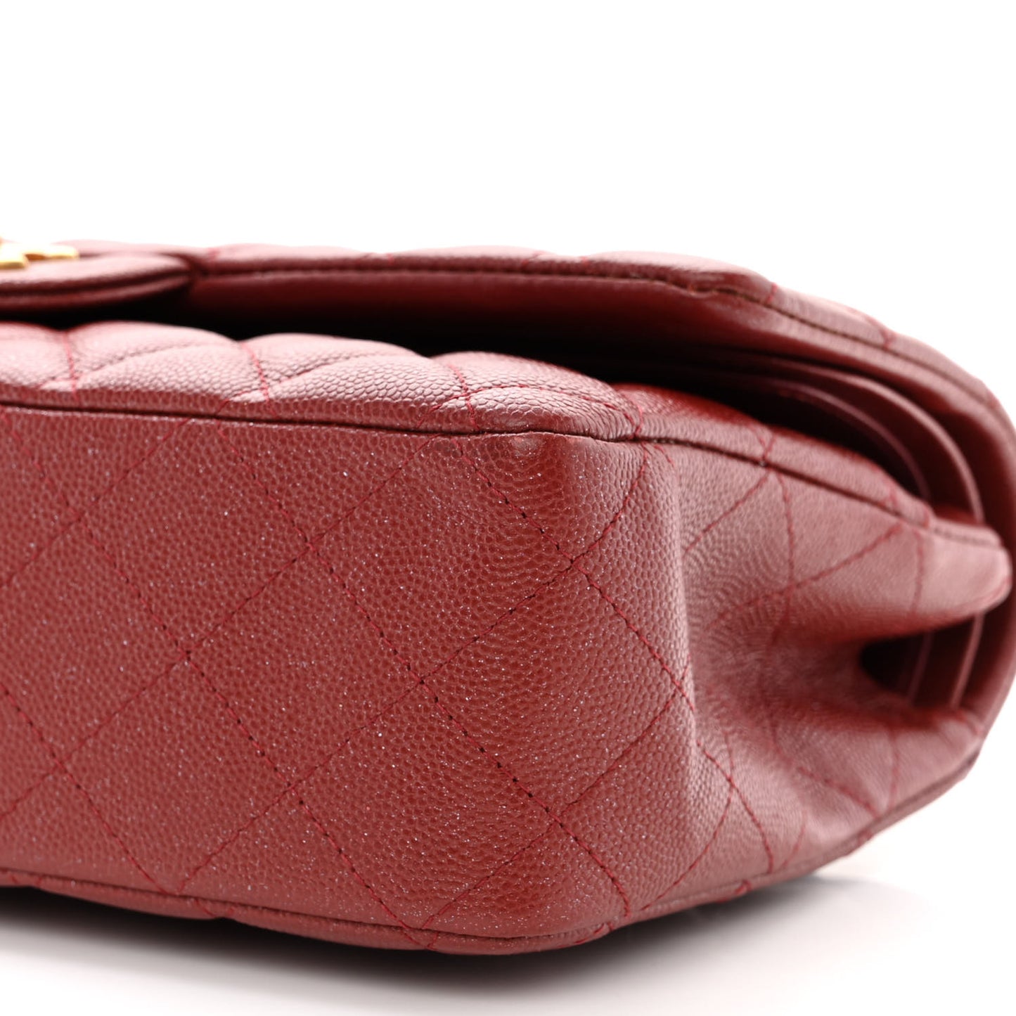 Iridescent Caviar Quilted Medium Double Flap Red