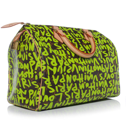 Louis Vuitton Monogram Graffiti Speedy 30 Green 3 of 7