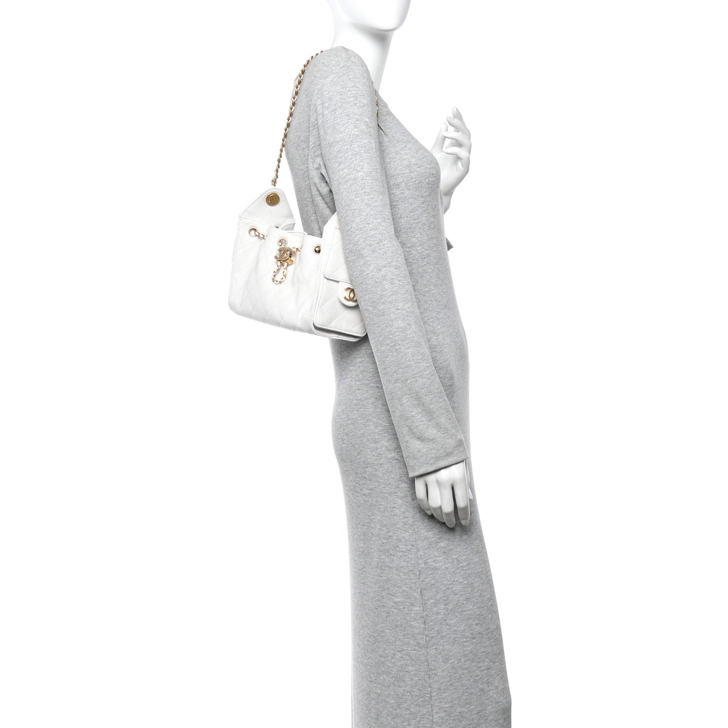 Chanel Caviar Quilted Mini Chanel 25 Handbag White 2 of 11