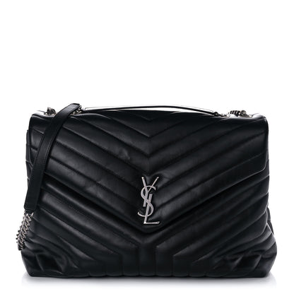 Saint Laurent Calfskin Y Quilted Monogram Large Loulou Chain Satchel Black 1 of 11