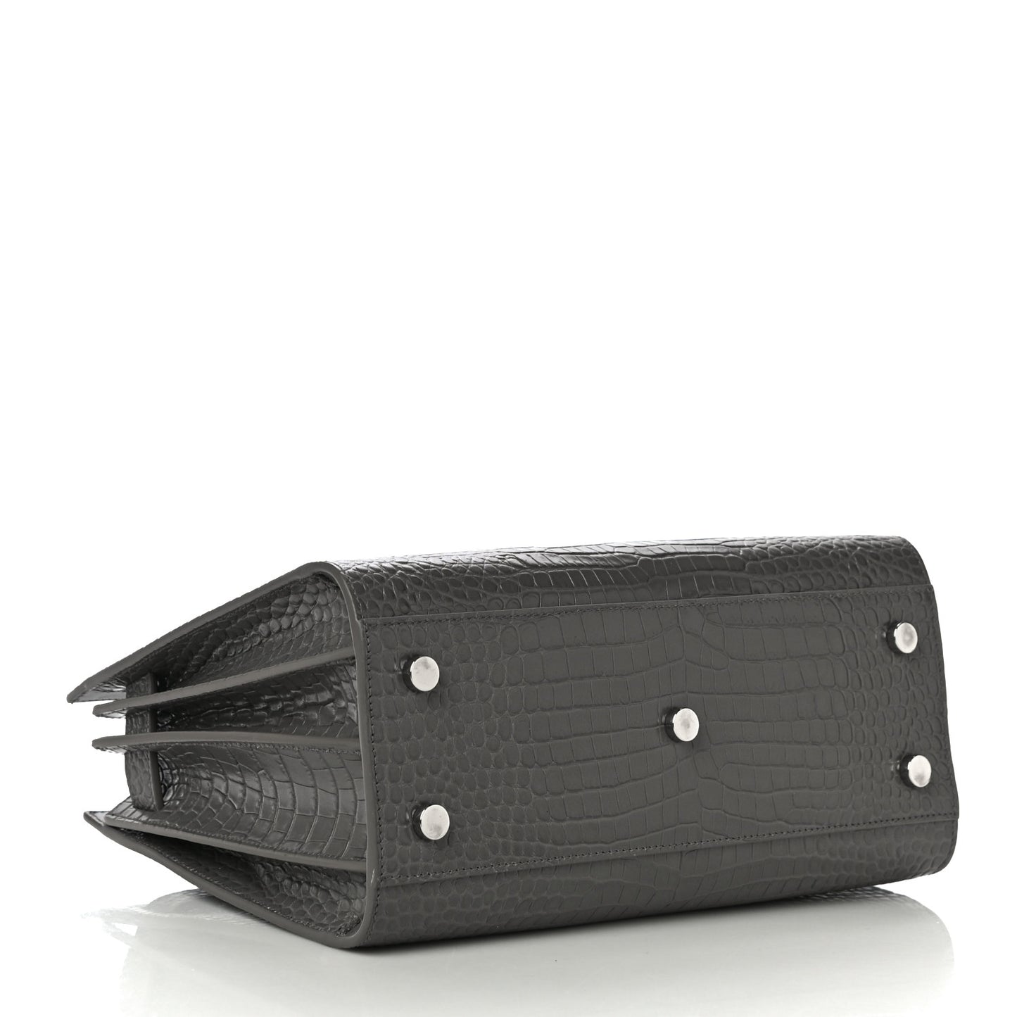 Calfskin Crocodile Embossed Baby Sac De Jour Fog