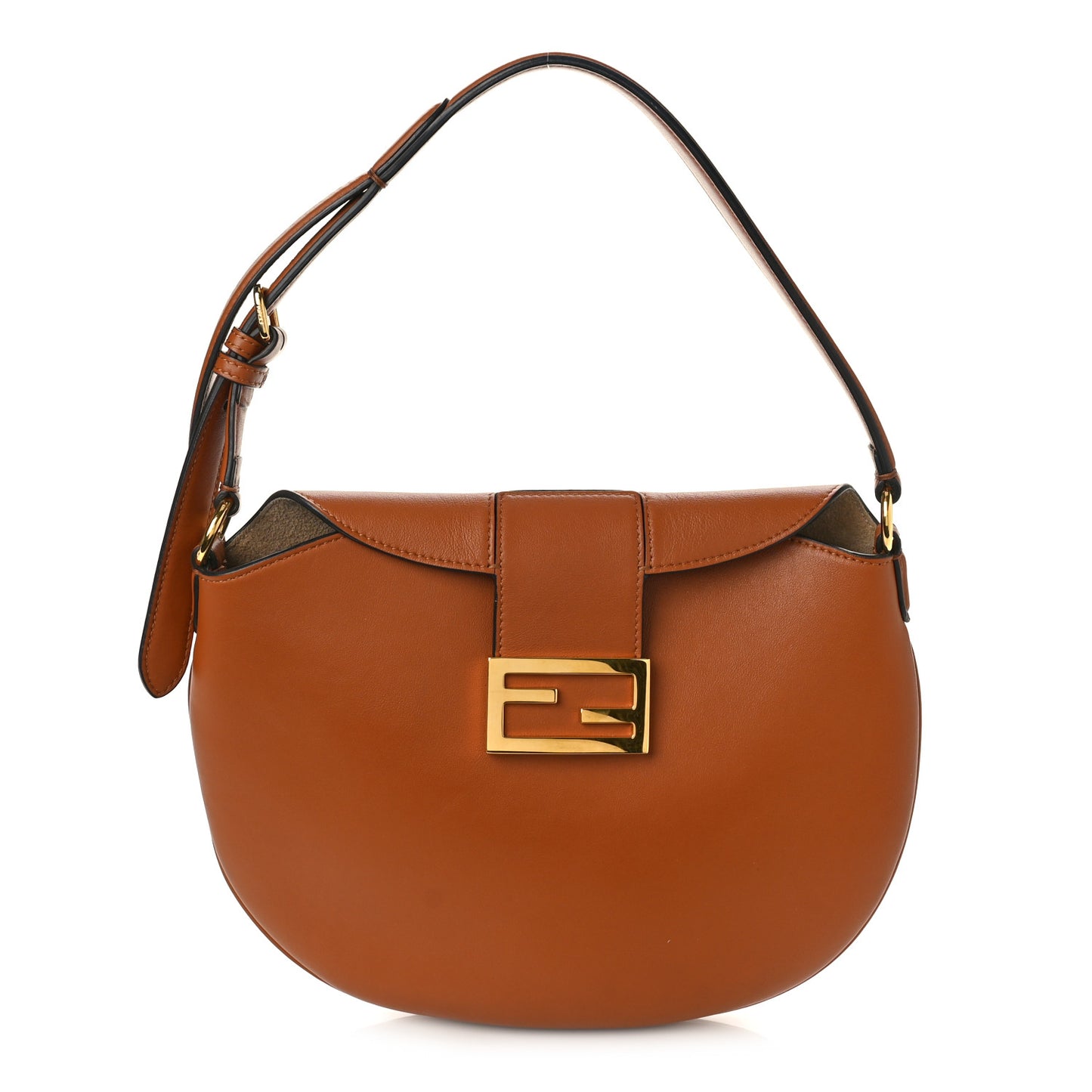 Vitello Grace Suede Small Croissant Hobo Brandy
