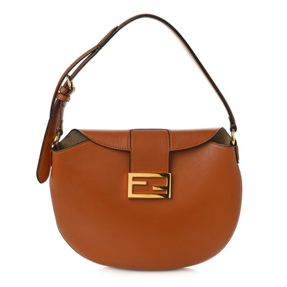 Fendi Vitello Grace Suede Small Croissant Hobo Brandy 1 of 9