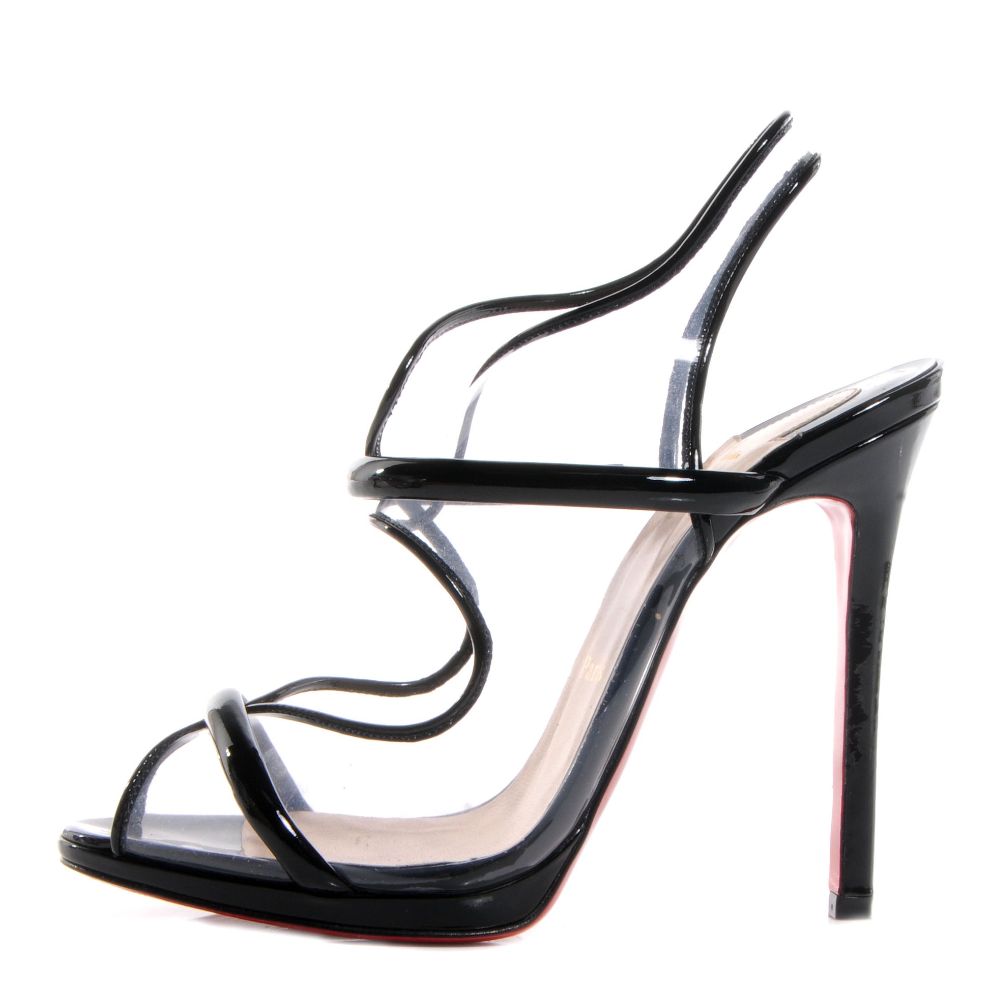 Christian Louboutin PVC Patent Aqua Ronda 120 Sandals 38.5 Transparent Black 1 of 7