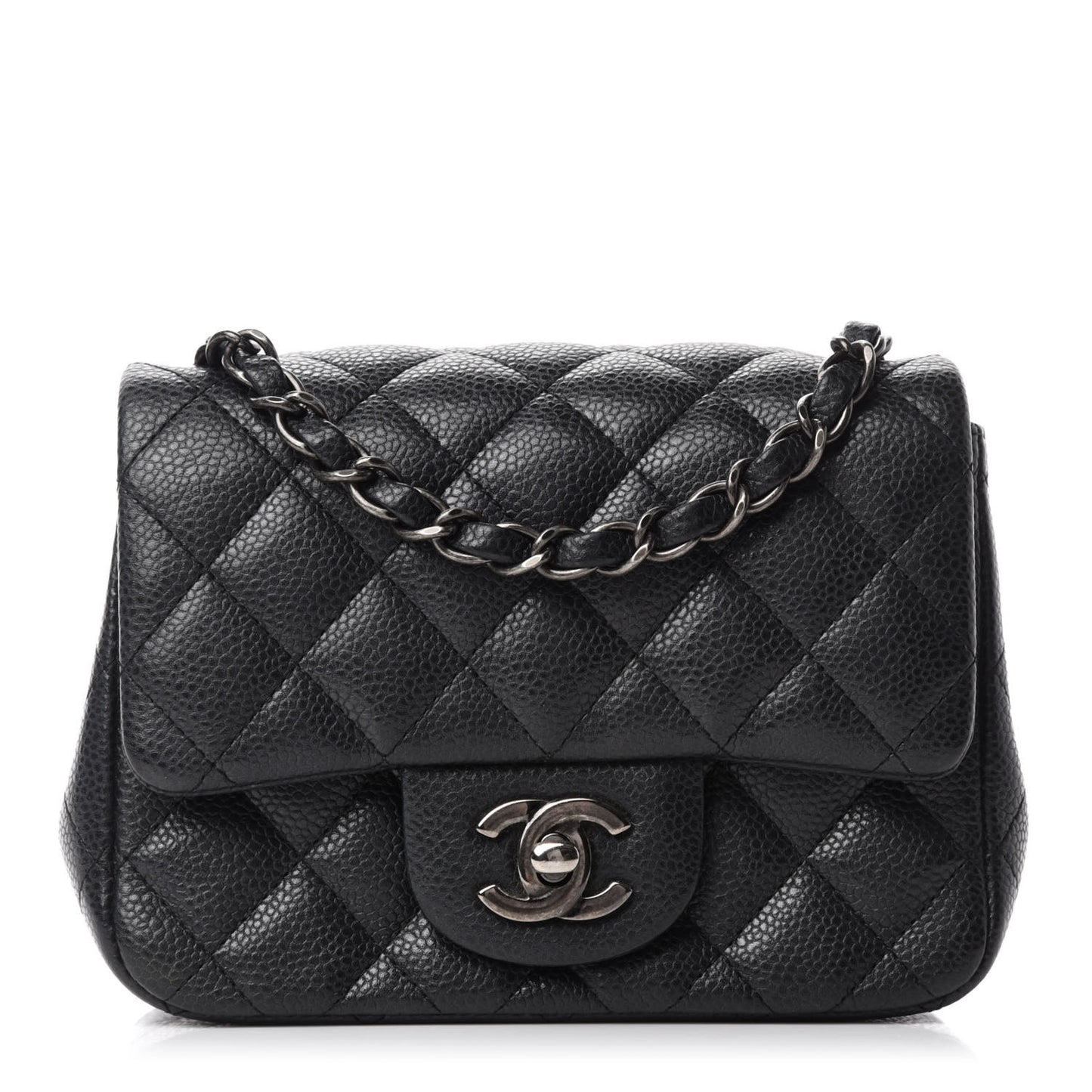Caviar Quilted Mini Square Flap Black