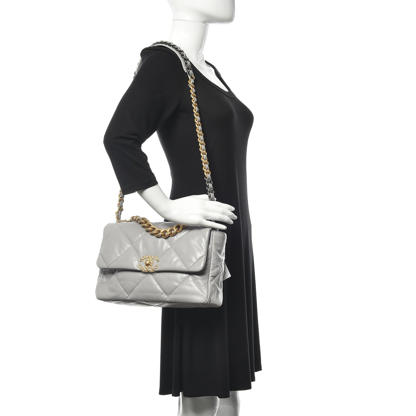 Goatskin Quilted Large 19 Flap Grey