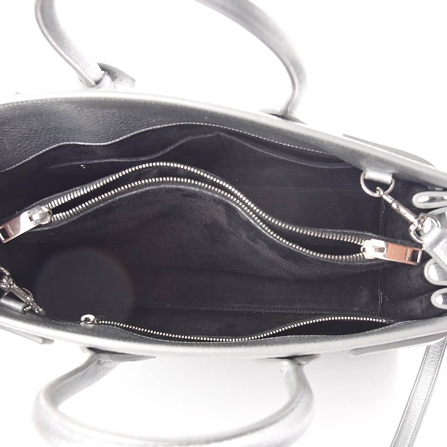Metallic Calfskin Small Sac De Jour Silver