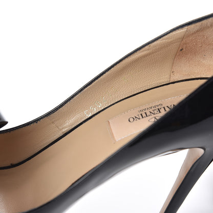 Valentino Garavani Patent Couture Bow Peep Toe 30/125mm Platform Pumps 37.5 Black 9 of 14