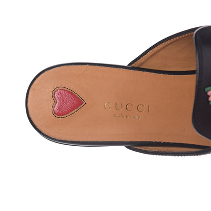 Gucci Calfskin Flower Embroidered Womens Princetown Slippers 37.5 Black 6 of 9