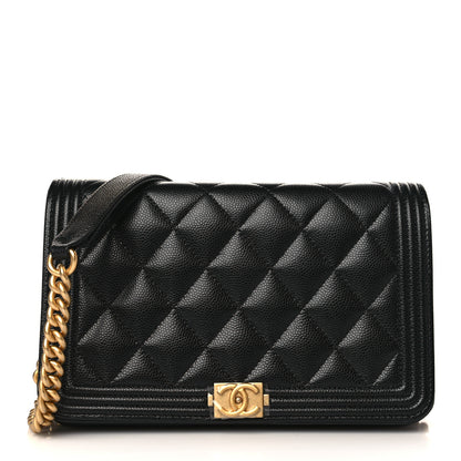 Chanel Caviar Quilted Boy Wallet On Chain WOC Black 1 of 11