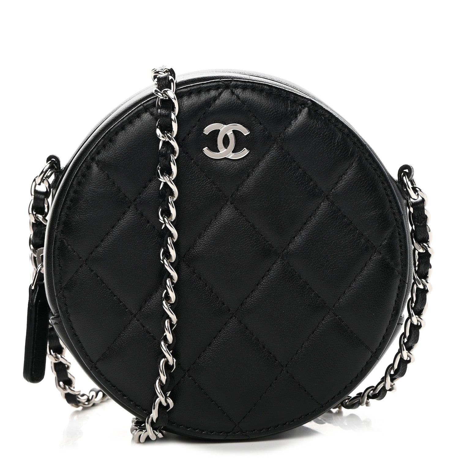 Chanel Lambskin Quilted Round Clutch With Chain Black 1 of 11