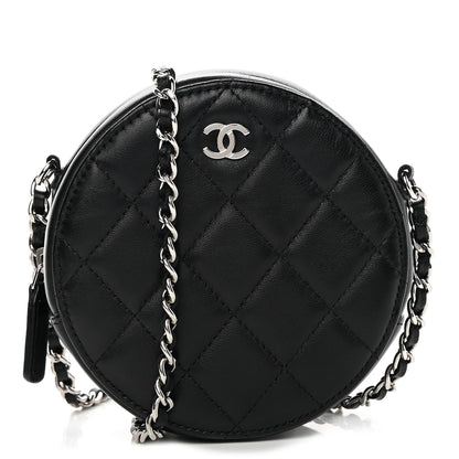 Chanel Lambskin Quilted Round Clutch With Chain Black 1 of 11