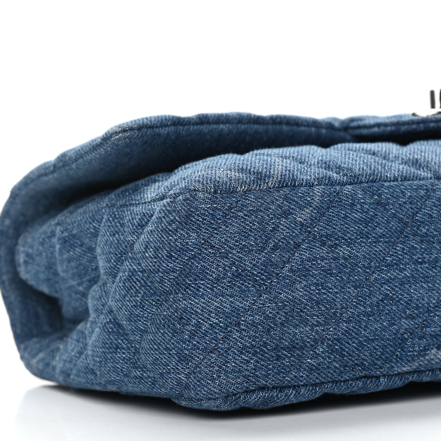 Denim Quilted CC Print Medium Single Flap Blue
