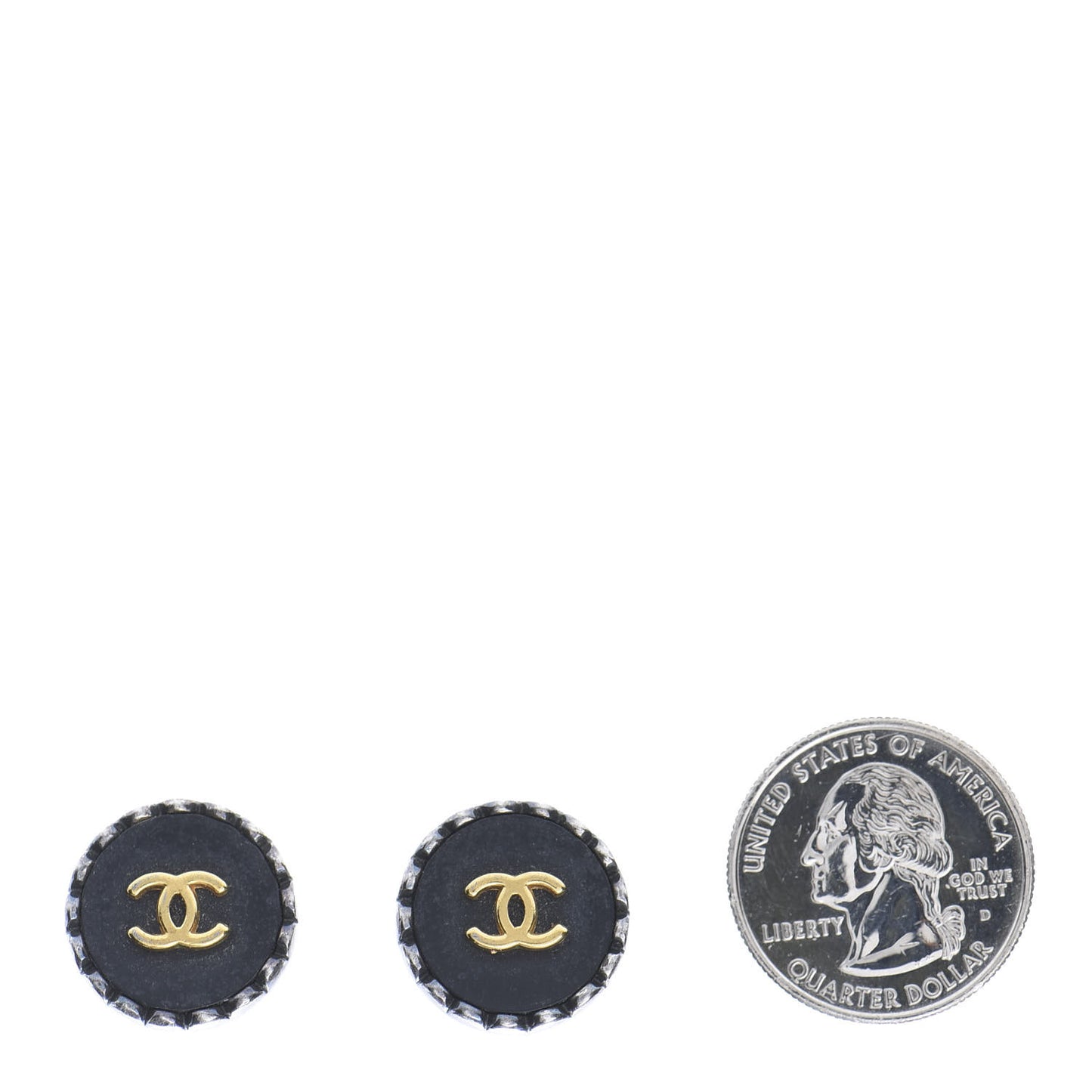 Ruthenium CC Round Clip On Earrings Gold Black