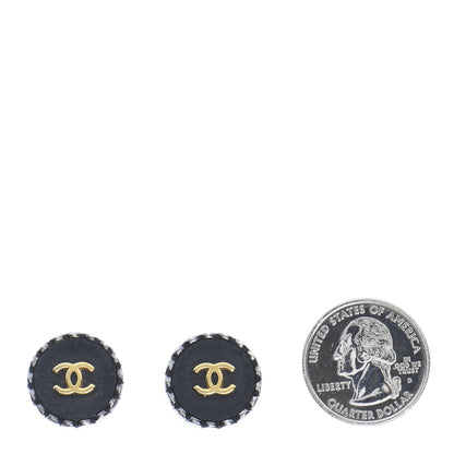 Chanel Ruthenium CC Round Clip On Earrings Gold Black 2 of 4