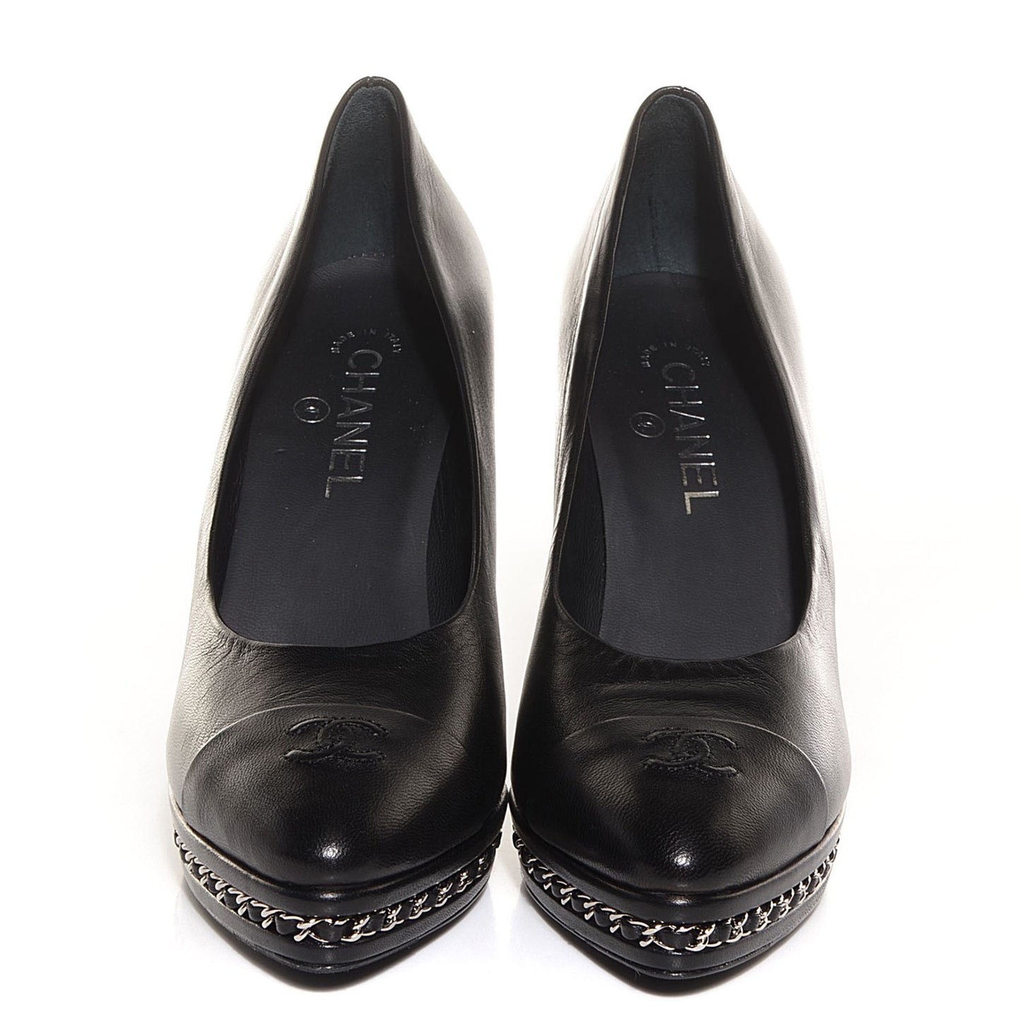 Lambskin Platform Chain Pumps Black 40