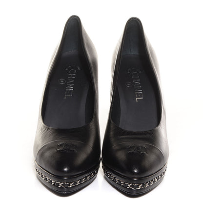 Chanel Lambskin Platform Chain Pumps Black 40 2 of 8