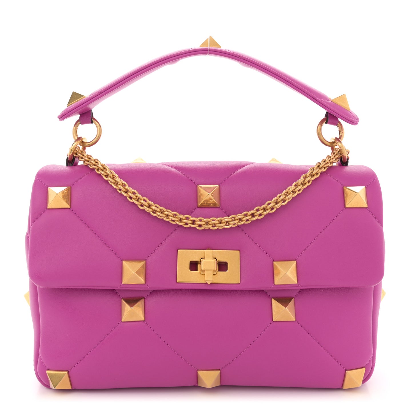 Nappa Large Roman Stud Shoulder Bag Radiant Orchid