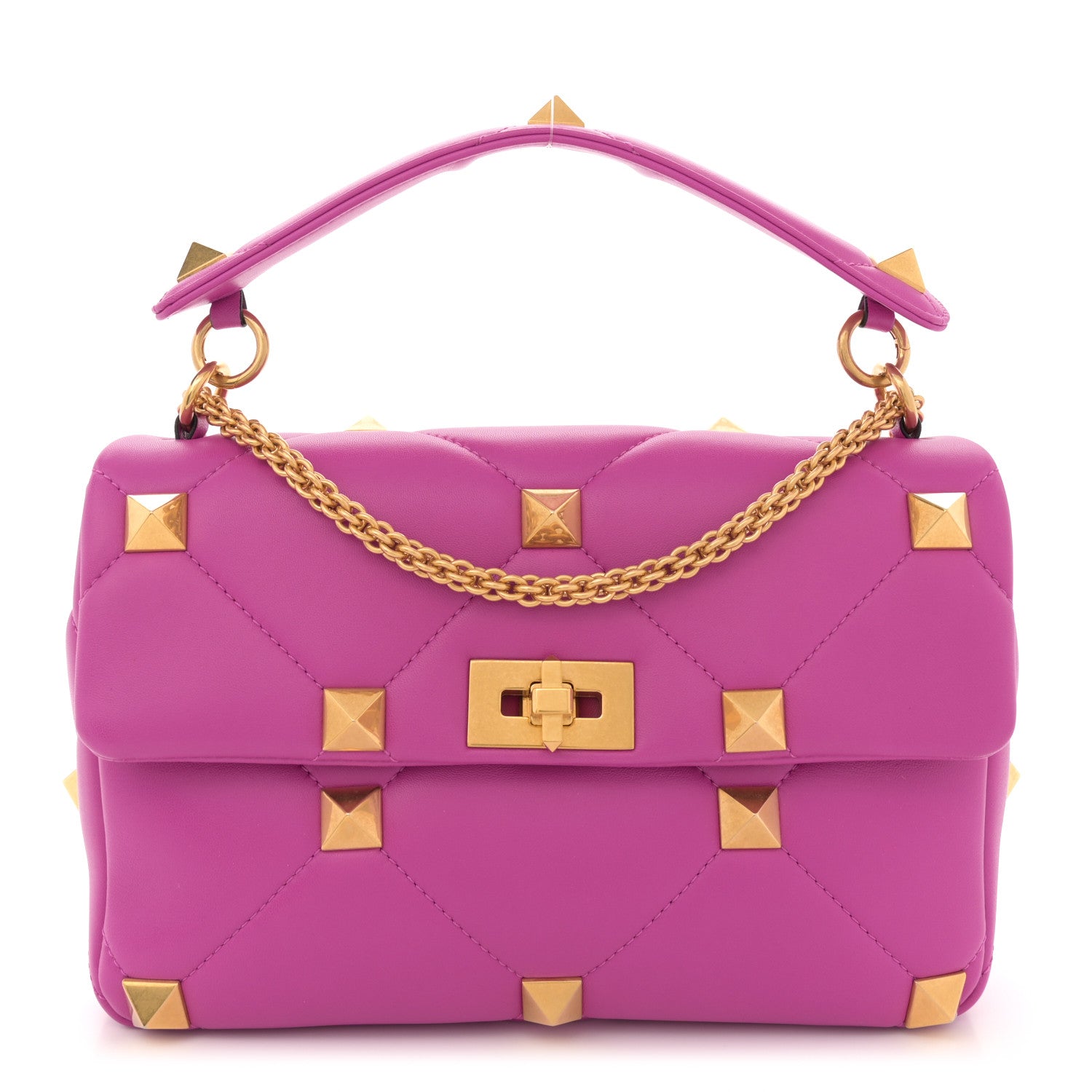 Valentino Garavani Nappa Large Roman Stud Shoulder Bag Radiant Orchid 1 of 9